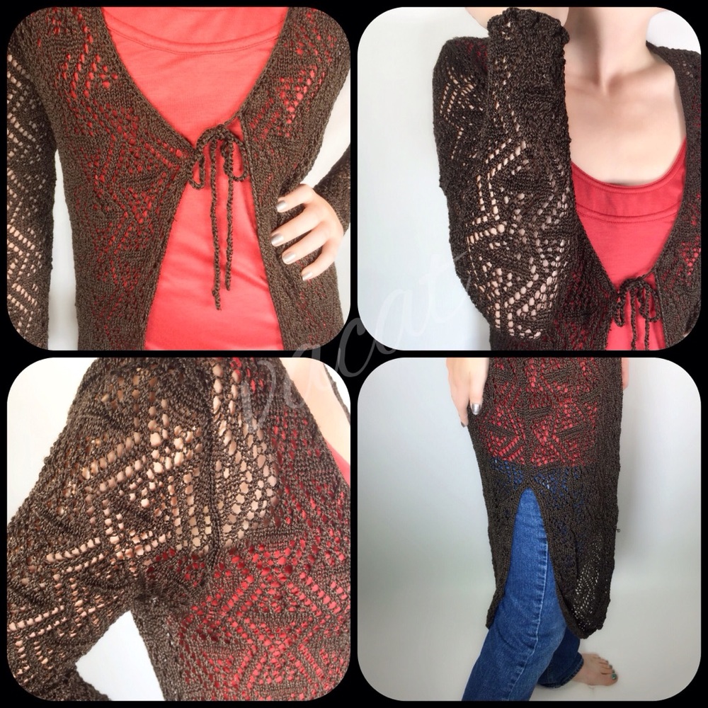 Chico’s Brown Lacy Open Cardigan - Picture 5 of 5